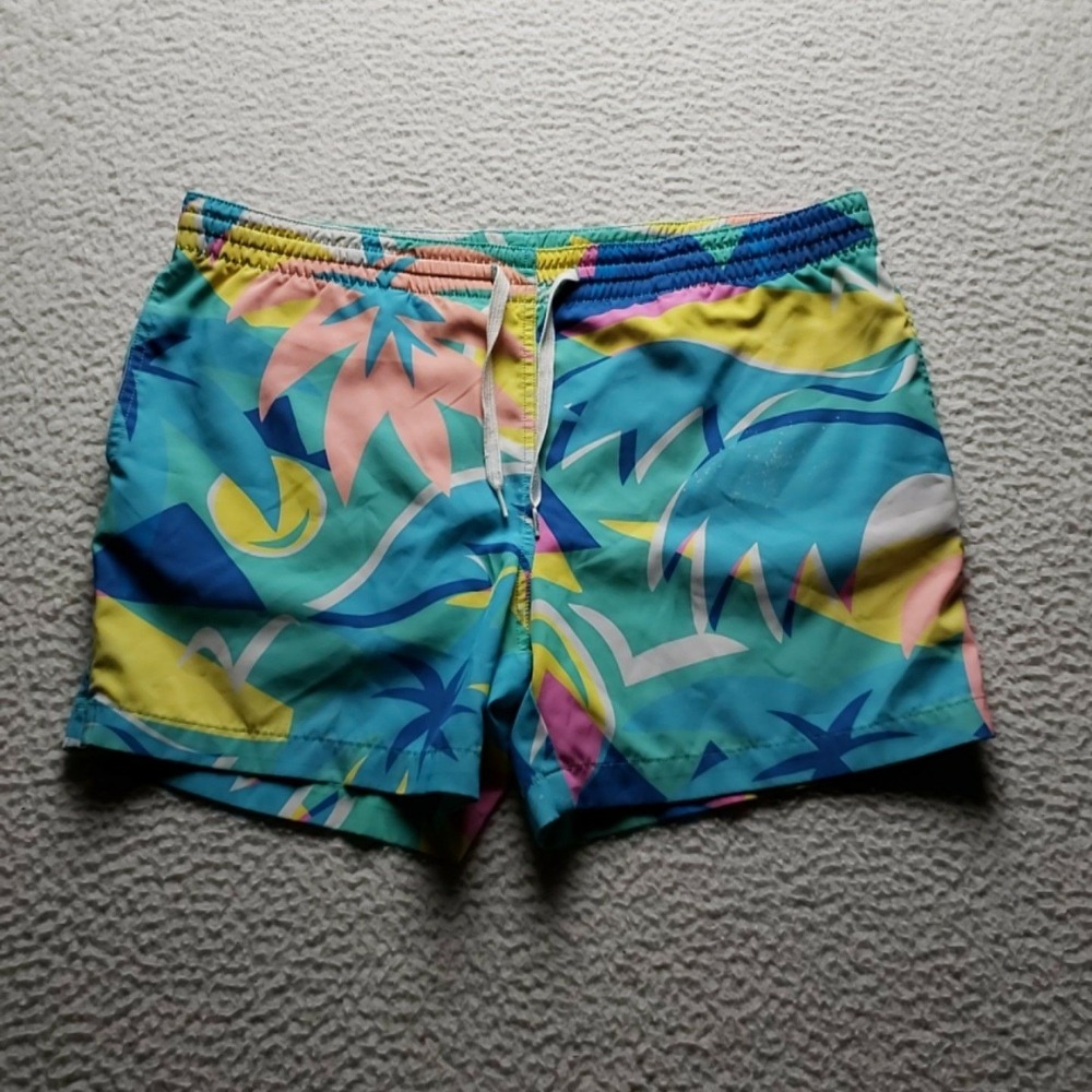 Chubbies Swim Trunks Mens 36 Multicolor Tropical Geometric Print Lined Surf
